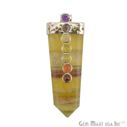 DIY 7 Chakra Healing Gemstone Silver 60x20mm Terminated Pendant (Pick Stone) - GemMartUSA