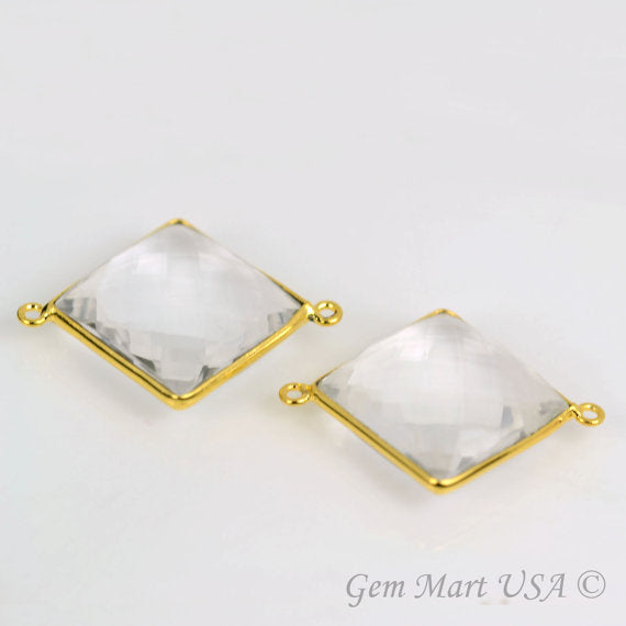Square 16mm Double Bail Gold Bezel Gemstone Connector