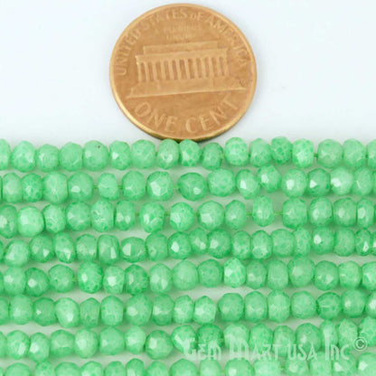 Green Chalcedony Rondelle Beads, Natural, Meditation Bracelet, Beaded Curtain, Mardi Gras, 3-4mm 13" Length (762707345455)