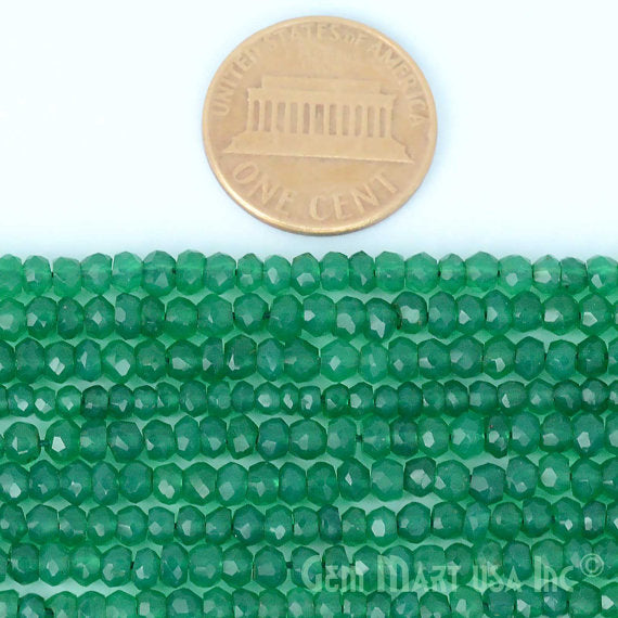 Green Onyx Rondelle Beads, Natural, Meditation Bracelet, Beaded Curtain, Mardi Gras, 3-4mm 13" Length (762708328495)