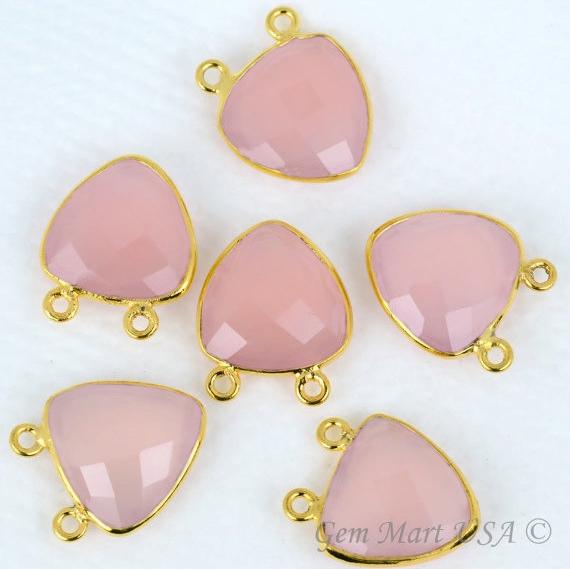 Trillion 14mm Cat Bail Silver Bezel Gemstone Connector