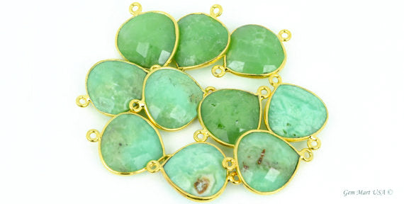 Heart 14mm Gold Bezel Double Bail Gemstone Connector