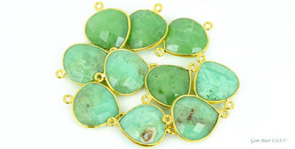Heart 14mm Gold Bezel Double Bail Gemstone Connector