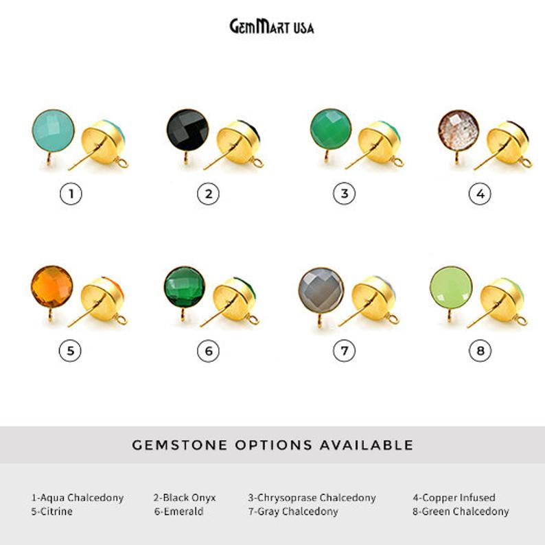 DIY Round 10mm Gold Bail Gemstone stud Earring