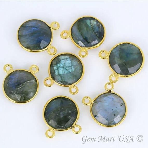 Round 12mm Cat Bail Gold Bezel Gemstone Connector