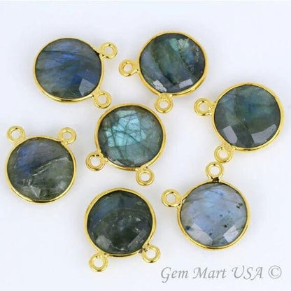 Round 12mm Cat Bail Gold Bezel Gemstone Connector