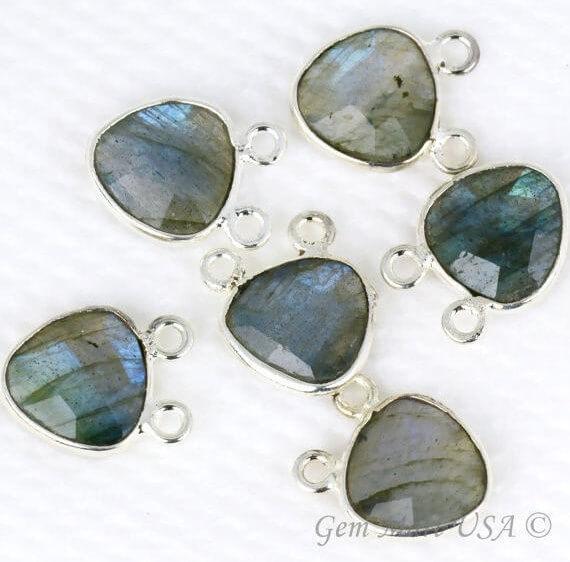 Trillion 10mm Cat Bail Silver Plated Bezel Gemstone Connector