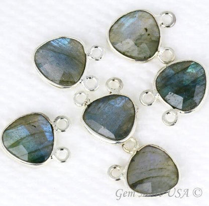 Trillion 10mm Cat Bail Silver Plated Bezel Gemstone Connector