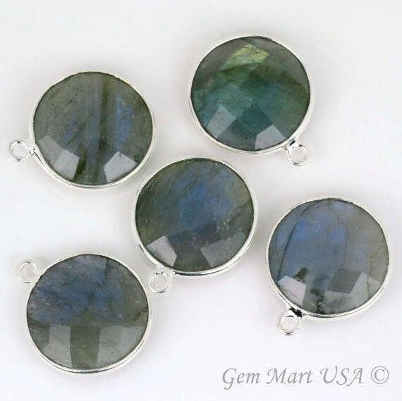 Round 16mm Single Bail Silver Bezel Gemstone Connector