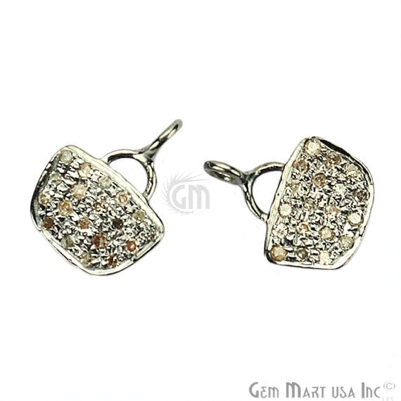 Purse Shape 12x9mm Diamond Pave Single Bail Sterling Silver Charm for Bracelet & Pendants - GemMartUSA (755133186095)