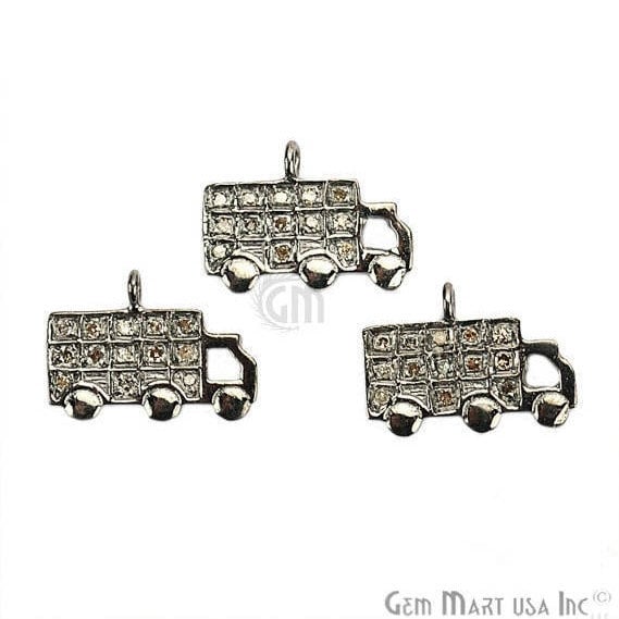 Truck Shape Diamond Charms Pendant, 15x10mm 925 Sterling Silver Pave Charms Pendant - GemMartUSA (755134758959)
