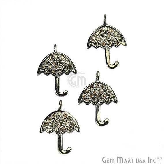 Umbrella Shape Diamond Charms Pendant, 15x11mm 925 Sterling Silver Pave Charms - GemmartUSA (755140132911)