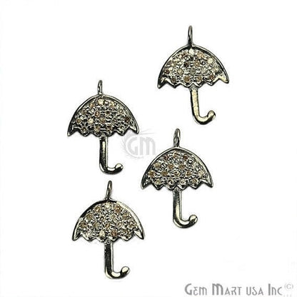 Umbrella Shape Diamond Charms Pendant, 15x11mm 925 Sterling Silver Pave Charms - GemmartUSA (755140132911)