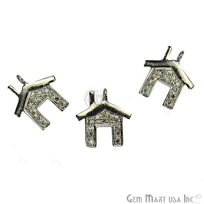 Home Shape Diamond Charms Pendant, 13x9mm 925 Sterling Silver Pave Charms Pendant - GemMartUSA (755142656047)