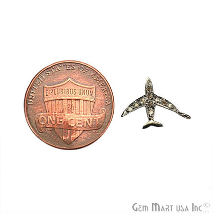 Aeroplane Shape Diamond Charms 14x11mm 925 Sterling Silver Pave Charms Pendant - GemMartUSA (755149668399)