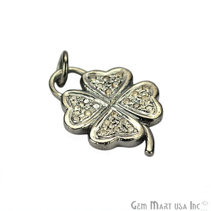 Flower Shape Diamond Charms Pendant, 21x15mm 925 Sterling Silver Pave Charms Pendant - GemMartUSA (755151274031)