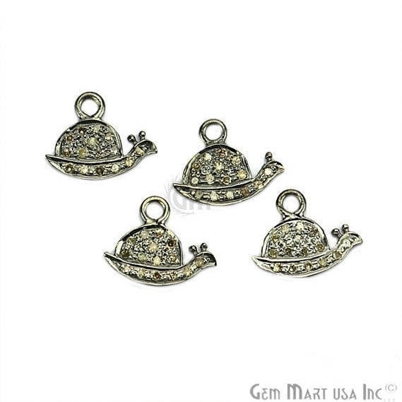 Snail Shape Diamond Charms Pendant, 12x9mm 925 Sterling Silver Pave Charms Pendant - GemmartUSA (755153109039)