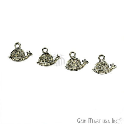 Snail Shape Diamond Charms Pendant, 12x9mm 925 Sterling Silver Pave Charms Pendant - GemMartUSA (755153109039)