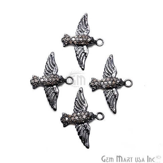 Pave Flying Bird Diamond Charm, Sterling Silver Necklace Charm - GemmartUSA (763629862959)
