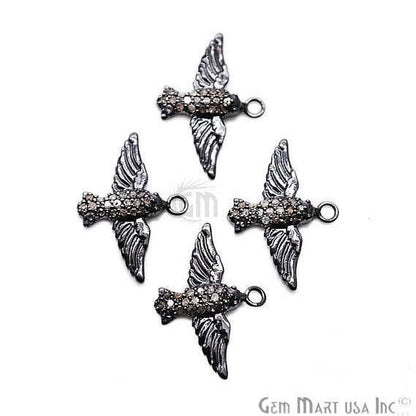 Pave Flying Bird Diamond Charm, Sterling Silver Necklace Charm - GemmartUSA (763629862959)