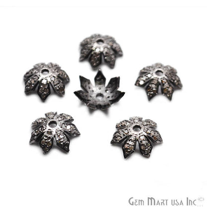 Pave Flower Shape Diamond Charm Beads, Sterling Silver Necklace Charm Beads - GemmartUSA (763636318255)