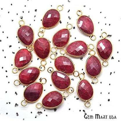 Ruby Pears Shape 12x16mm Gold Plated Double Big Bails Gemstone Connector - GemMartUSA