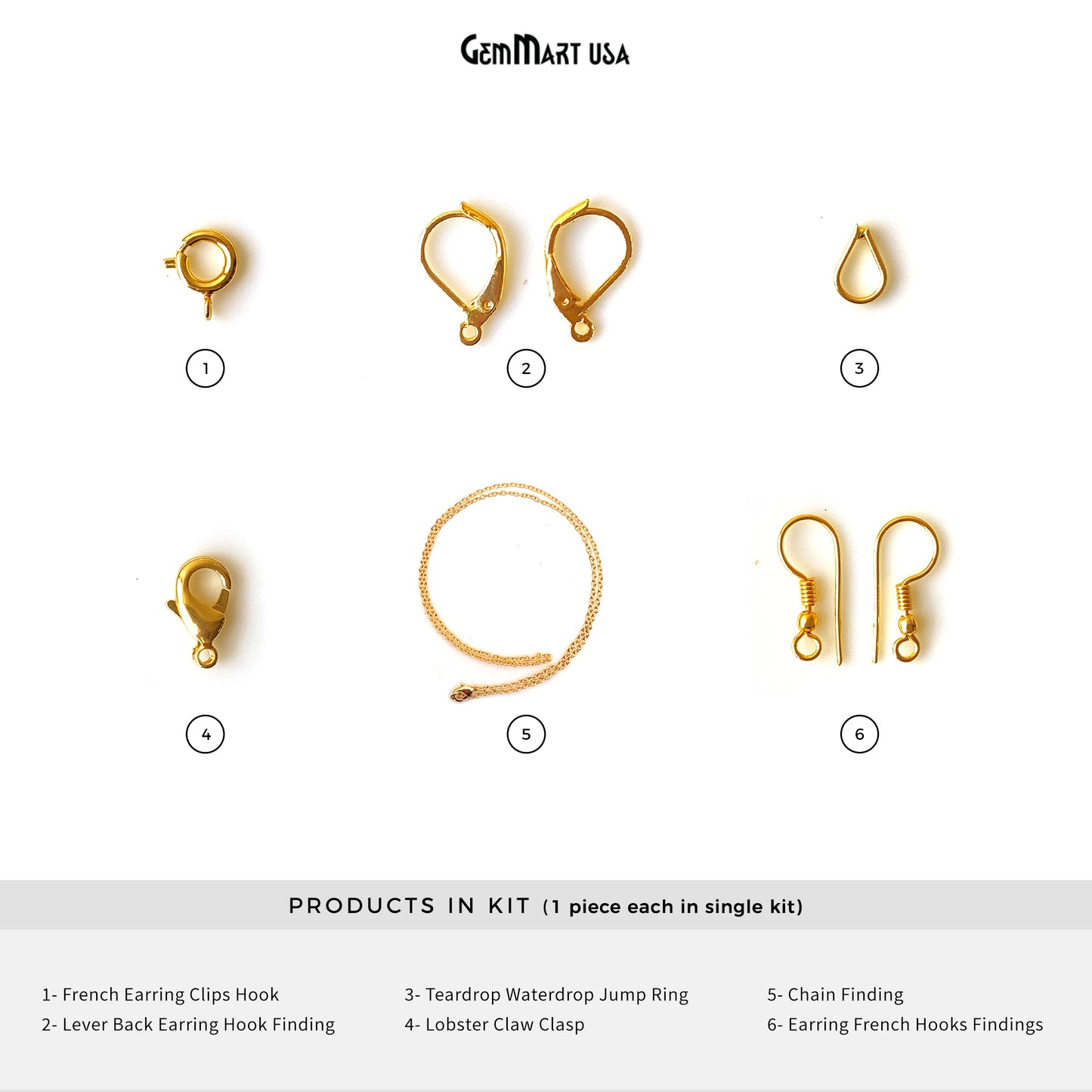 DIY Jewelry Making Supplies Kit,24k Gold Plated Chain, Hooks & Findings, 7 Different DIY Products