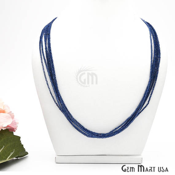 Blue Chalcedony Bead Chain, Silver Plated Jewelry Making Necklace Chain - GemMartUSA (762459684911)