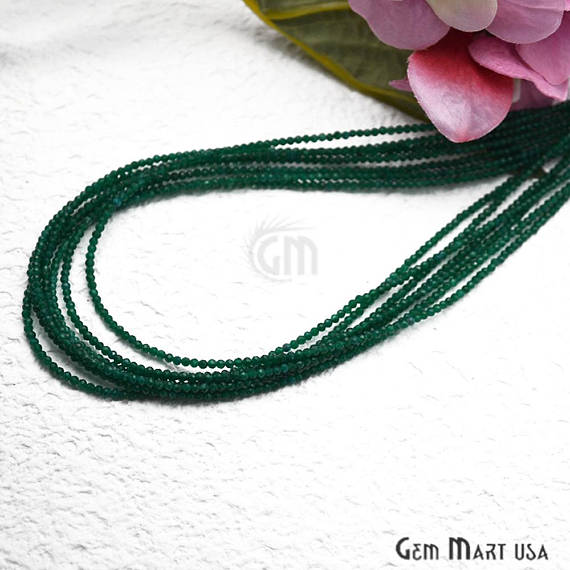 Green Onyx Bead Chain, Silver Plated Jewelry Making Necklace Chain - GemMartUSA (762460799023)