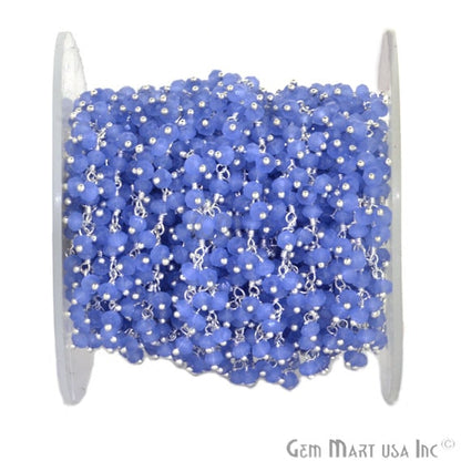Iolite Blue Faceted Beads Silver Wire Wrapped Cluster Dangle Rosary Chain - GemmartUSA (764228075567)