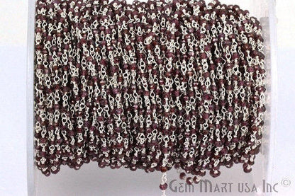 Rhodolite Silver Plated Wire Wrapped Beads Rosary Chain - GemmartUSA (763971698735)