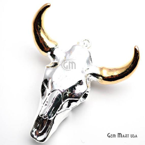 Longhorn Resin Cattle Pendant, Silver Electroplated Bull Skull Horn Pendant, Bull Cattle Pendant GemMartUSA (SPRH-50035) - GemMartUSA