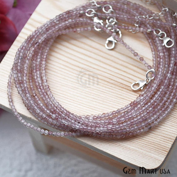 Shaded Rose Quartz Bead Chain, Silver Plated Jewelry Making Necklace Chain - GemMartUSA (762477936687)